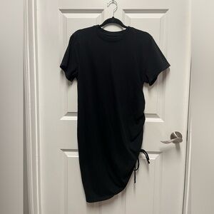 Cotton Asymmetrical Ruched Side Dress